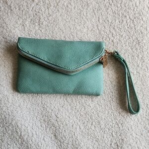 Urban Expressions Vegan Leather Mint Green Wristlet Clutch With Optional Chain